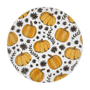 Planche À Découper Croquis citrouilles : motif sans couture dessiné à
