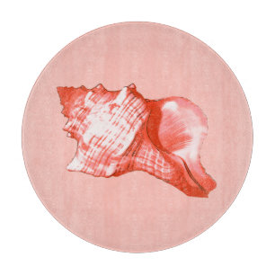 Planche À Découper Croquis en coquille de cône - corail, coquille ros
