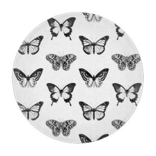 Planche À Découper Croquis papillon, noir et blanc