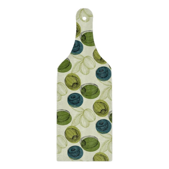 Planche À Découper Croquis vert Olive Dessin Cuisine Motif (Devant)