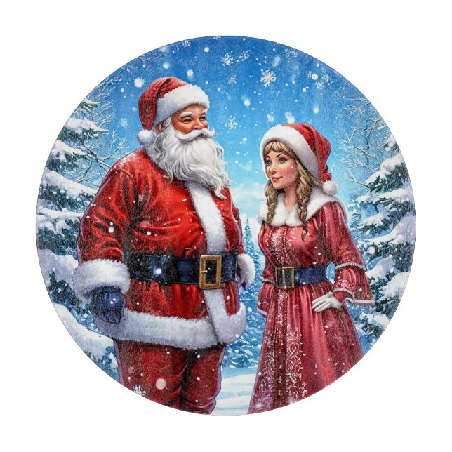 Planche À Découper 🎄 Cuisine de fêtes Joie Santa & Mme Claus (Devant)