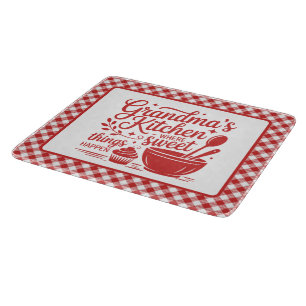 Planche À Découper Cuisine de grand-mère rouge à carreaux blancs pour
