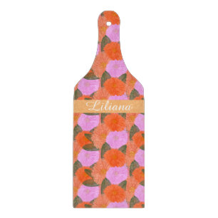 Planche À Découper Cuisine Floral Aquarelle Fleurs orange rose