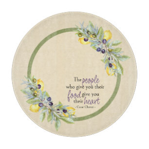 Planche À Découper Cuisine ronde aux citrons toscans