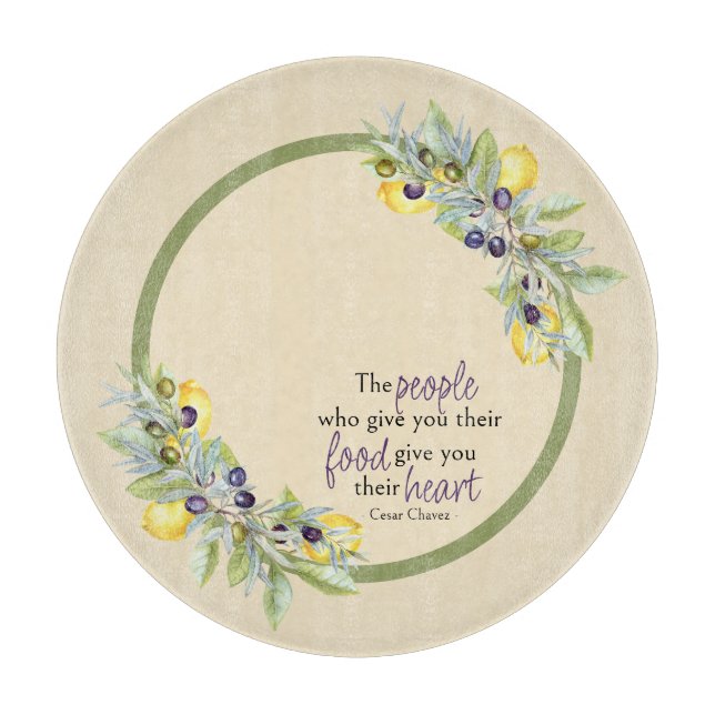 Planche À Découper Cuisine ronde aux citrons toscans (Devant)