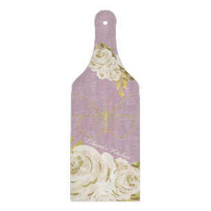 Planche À Découper Cuisine rose Floral Aquarelle Fleurs Papillon B