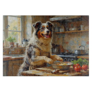 Planche À Découper Cuisson de Berger Australien dans la Cuisine