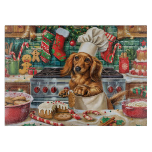 Planche À Découper Cuisson des fêtes de Dachshund : Noël festif