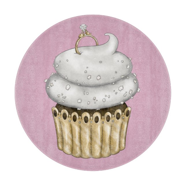 Planche À Découper Cupcake Fiançailles doux (Devant)