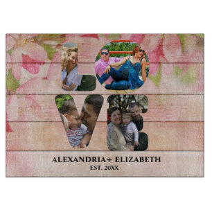 Planche À Découper Custom modern love 4 photo collage pour couples