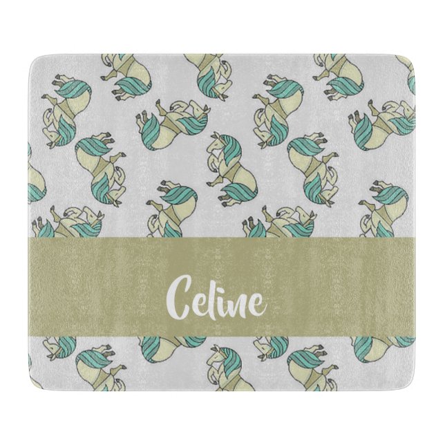 Planche À Découper Custom name cute horses pattern (Devant)