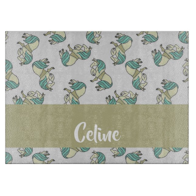 Planche À Découper Custom name cute horses pattern (Devant)
