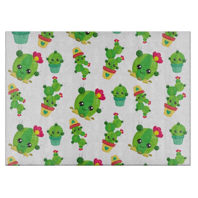 Planche À Découper Cute Cactus, Green Cactus, Motif Cactus (Devant)