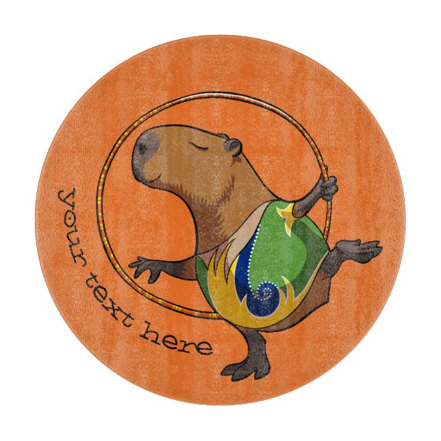 Planche À Découper Cute Capybara Rhythmic Gymnastics Hoop Cartoon (Devant)
