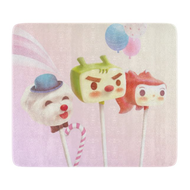 Planche À Découper Cute Caractère Gâteau Pops (Devant)