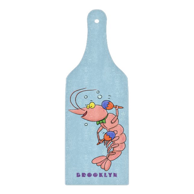 Planche À Découper Cute happy shrimp, dessin animé de crevettes (Devant)