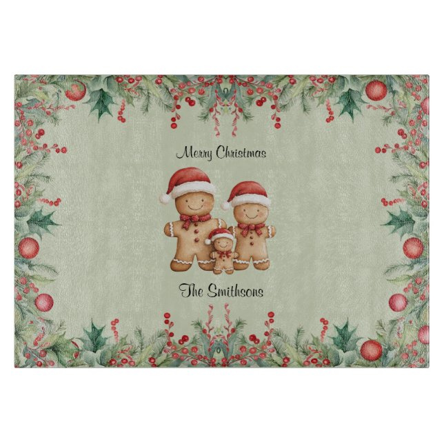 Planche À Découper Cute pain d'épices biscuit Noël de famille (Devant)