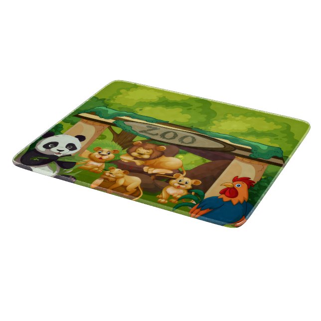 Planche À Découper Cute Zoo Animals Kitchen Cutting Board Design (Coin)