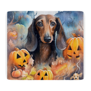 Planche À Découper Dachshund Halloween avec citrouilles épouvantable