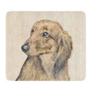Planche À Découper Dachshund (Longhaerien) Peinture - Art Chien origi