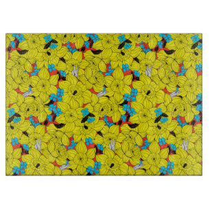 Planche À Découper Daffodiques motif floral printanier