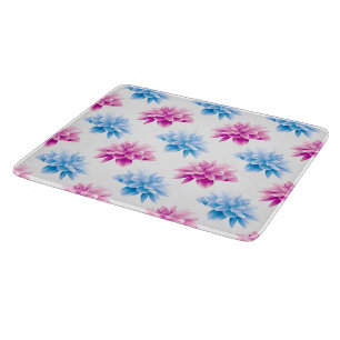 Planche À Découper Dahlia Rose, Dahla Bleue, Motif Floral, Fleurs
