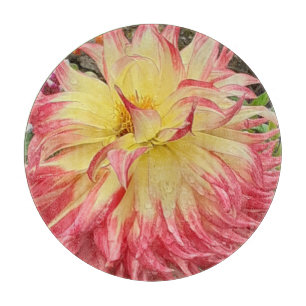 Planche À Découper Dahlia rose et jaune