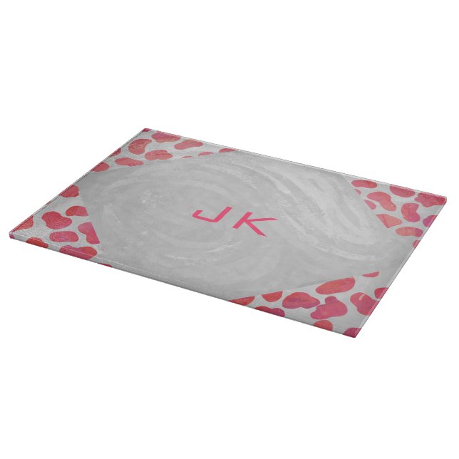 Planche À Découper Dalmatie rose et blanc avec monogramme (Coin)