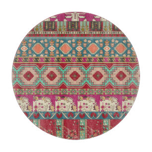 Planche À Découper Damask Floral Géométrique Coloré Patchwork