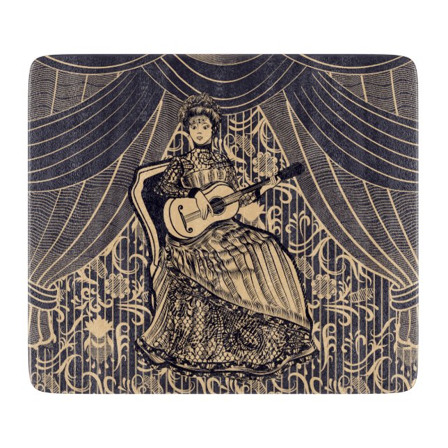 Planche À Découper Dame avec guitare (Devant)