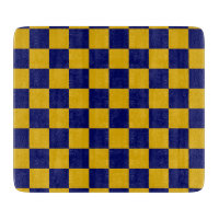 Damier bleu marine et jaune moutarde