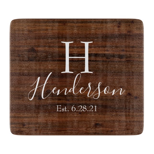 Planche À Découper Date personnalisée de mariage Faux wood (Devant)