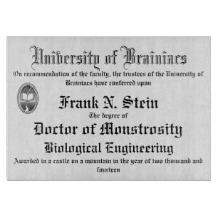 Planche à découper de diplôme de Frankenstein