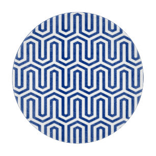 Planche À Découper Déco motif égyptien - bleu cobalt et blanc