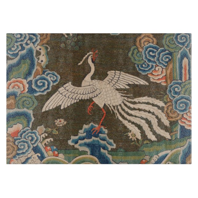 Planche À Découper Décor d'antiquité chinois d'oiseaux (Devant)