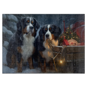 Planche À Découper Décor de Noël Bernese Mountain Snowy