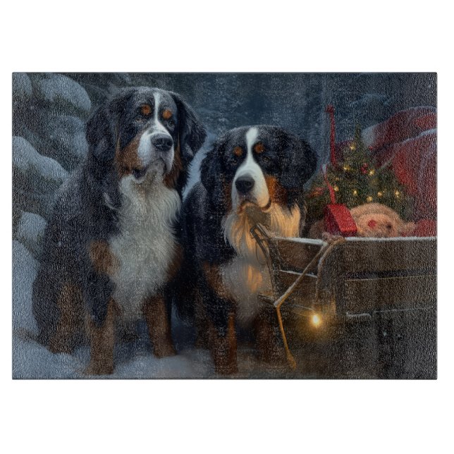 Planche À Découper Décor de Noël Bernese Mountain Snowy (Devant)