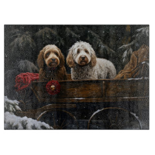 Planche À Découper Décor de Noël Cockapoo Snowy Sleigh