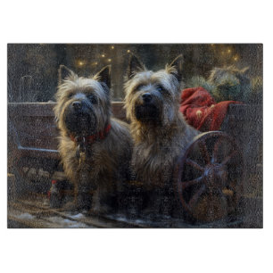 Planche À Découper Décor de Noël de Cairn Terrier Snowy Sleigh