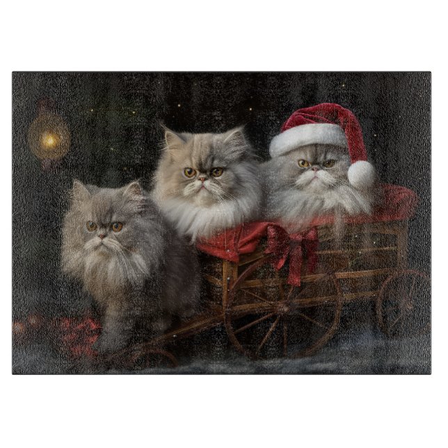 Planche À Découper Décor de Noël Perse Chat Snowy Sleigh (Devant)