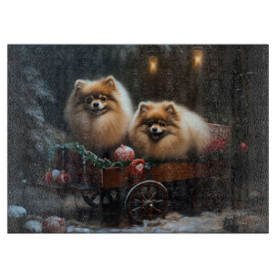 Planche À Découper Décor de Noël pour traîneau enneigé Spitz nain
