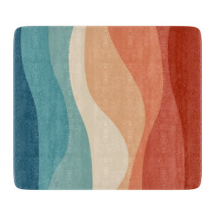 Planche À Découper Décor des vagues de style rétro coloré