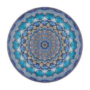Planche à découper décorative bleue