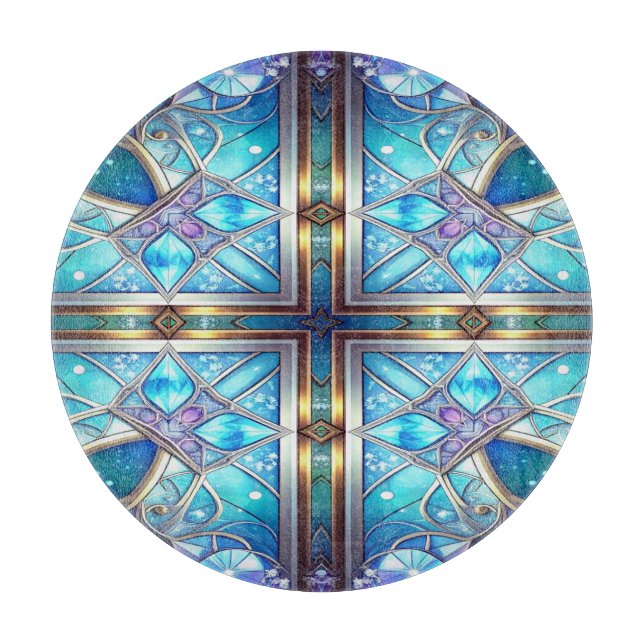 Planche à découper décorative bleue (Devant)
