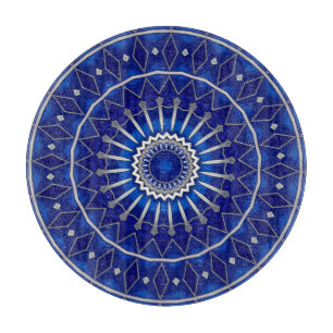 Planche à découper décorative bleue