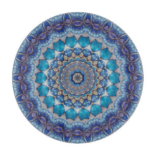 Planche à découper décorative bleue