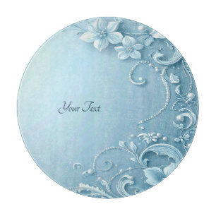 Planche à découper décorative florale bleue