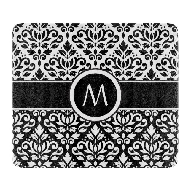 Planche À Découper Défiler Damask 2Part Ptn BW & Band (Personnalisé) (Devant)