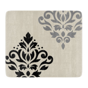 Planche À Découper Défiler Damask Art I Black Grey Crème