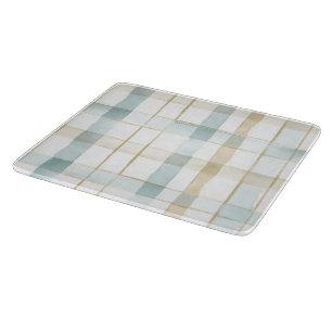 Planche À Découper Déjeuner de mariage à carreaux bleu crème blanc